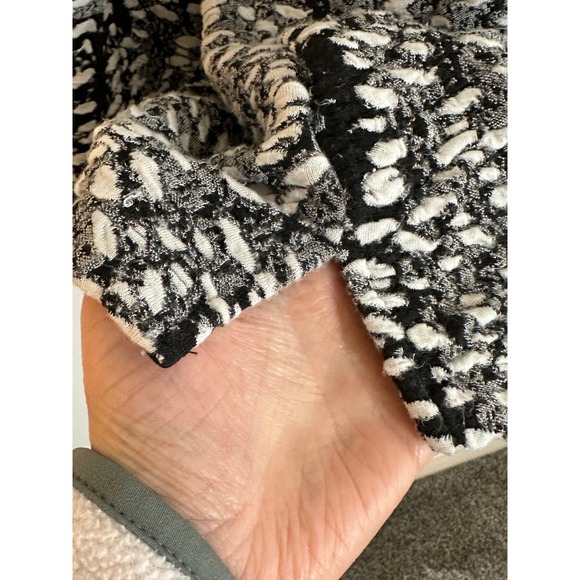 John Mark Chunky Textured Knit Cowl Neck Top Size M Black Gray Boxy 3/4 Sleeve - Picture 7 of 10